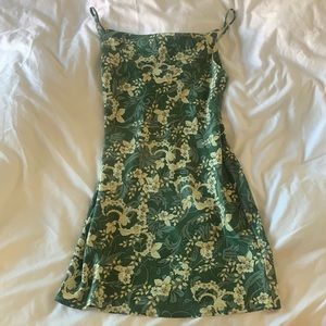 UO Mallory Cowl Neck Slip Dress in Green Floral